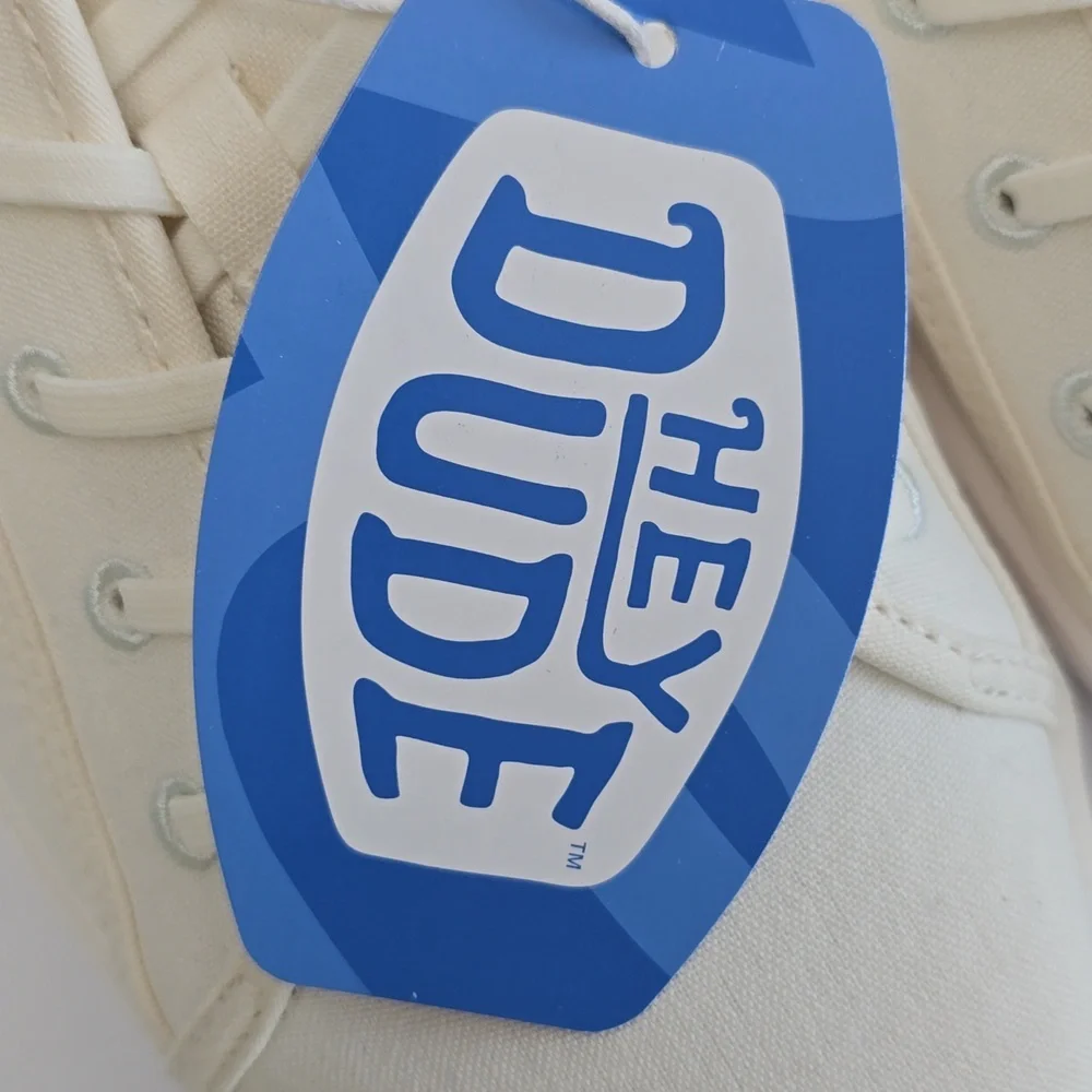 NWT Hey Dude Cody M Canvas White Lace Up Shoes Sneakers Size 9 - Picture 6 of 15